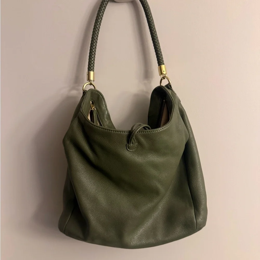 Talbots Olive Green Leather Hobo Shoulder Bag